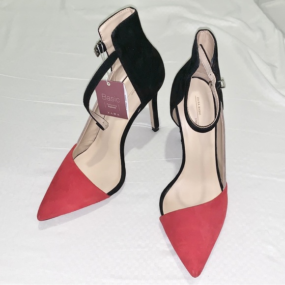 Zara women’s suede d’orsay color block pointed toe high heel pumps - size 9 - Picture 2 of 4